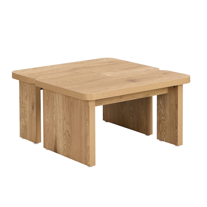 Modern L-Shaped Coffee Table Farmhouse Coffee Table Rectangular Coffee Table with Removable Top, for Living Room
