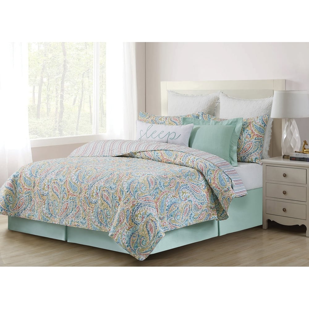 Maisie Paisley Cotton Quilt Set - Reversible and Machine Washable