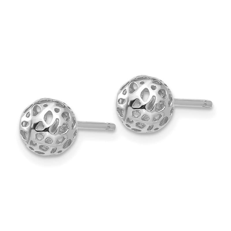 Curata 14k White Gold Polished 6.5mm Ball Post Earrings