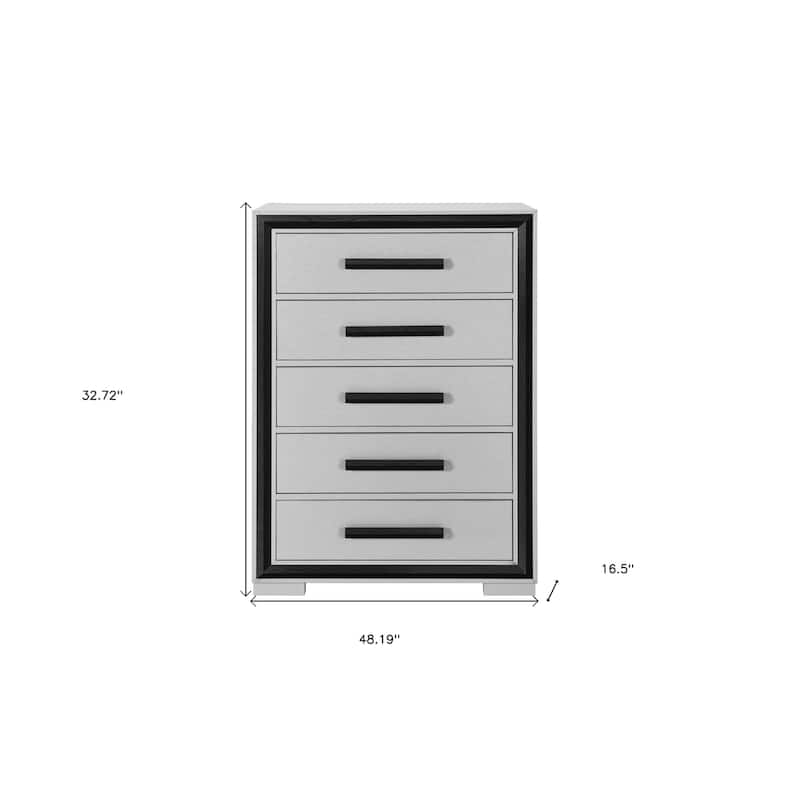 HomeRoots 48" Gray And Black Wood Five Drawer Dresser