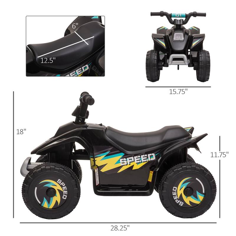 Electric Motorized Quad Battery Powered Vehicle with Forward/Reverse Switch for 18-36 Months Old Toddlers, Black