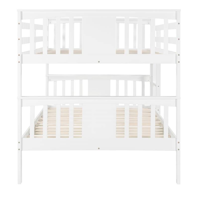 Space-Saving Full Over Full Bunk Bed with Durable Frame and Guardrails