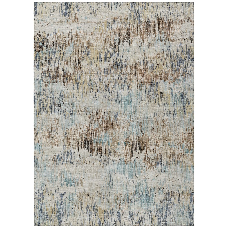Indoor/ Outdoor Accord Modern Brushstrokes Polyester Washable Rug New