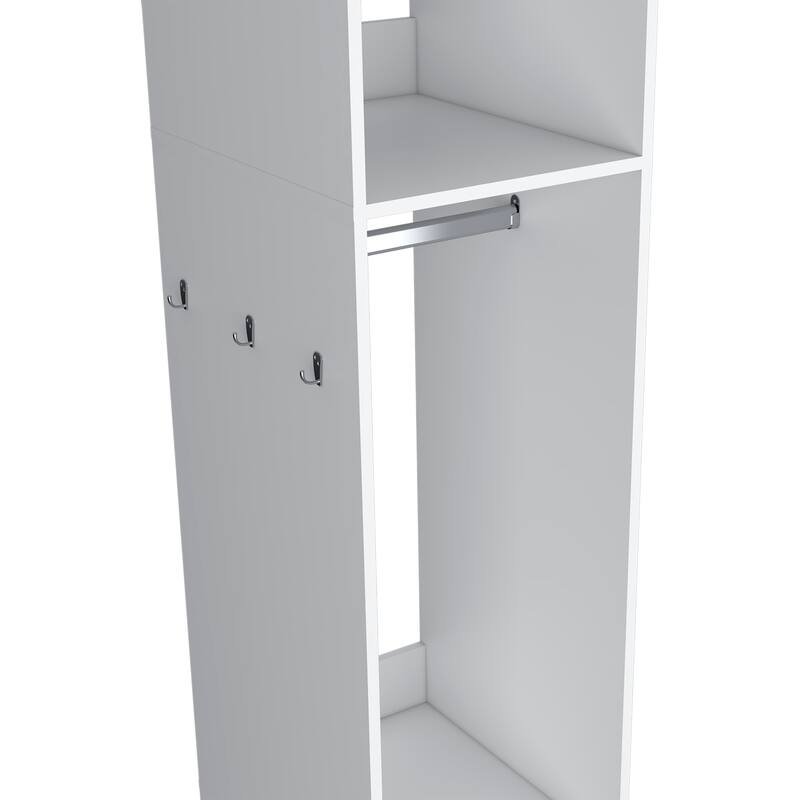 18.9" Modern Armoire with 3 Shelves, 1 Full-Length Mirror and 4 Wheels for Bedroom