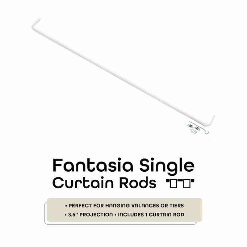 ACHIM Fantasia Single Curtain Rod 3.5" Projection - White