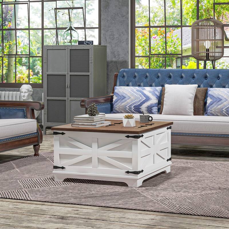 Coffee Table With Storage, Large Square Coffee Table - White