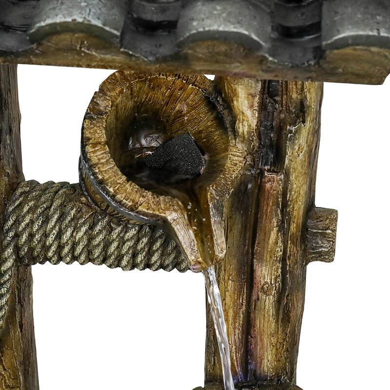 39.3in High Outdoor Water Fountain w/ LED Lights Floor Water Fountain