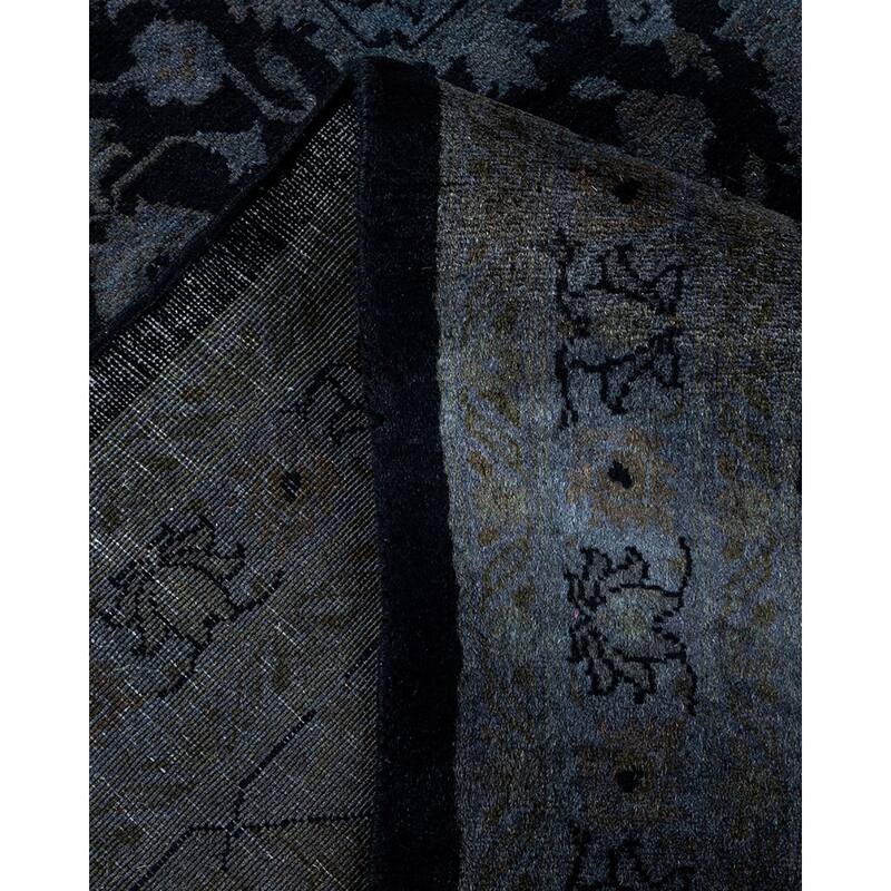 Overton Hand Knotted Wool Vintage Inspired Modern Contemporary Overdyed Gray Area Rug - 8' 10" x 16' 7"