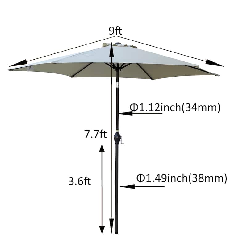 9FT Frozen Dew Outdoor Patio Umbrella with Tilt and Crank System