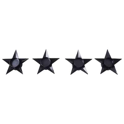 Tealight Holder Star Antique Black Set of 4 1.5x5x5 - N/A