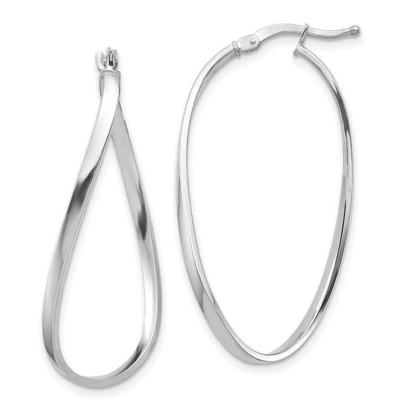 Curata 14k White Gold Polished Wavy Hoop Earrings - 39.17x21.44mm