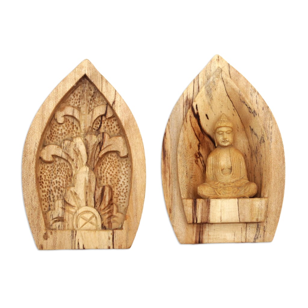 Novica Handmade Meditation And Peace Two-Piece Wood Statuette