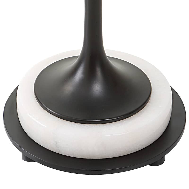 Round Marble Top Accent Table - 22" - White and Black
