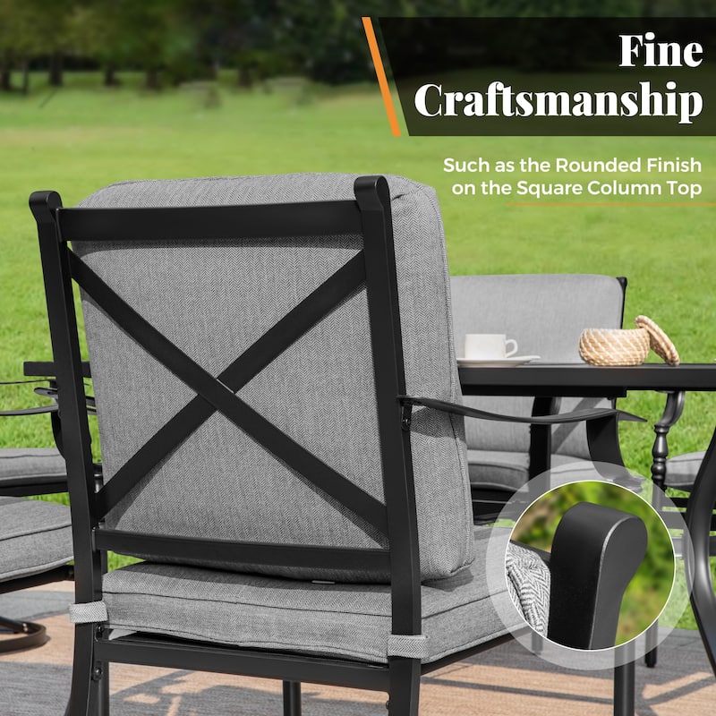 MAISON ARTS Outdoor Patio Dining Chairs Set of 2: Heavy Duty Wrought Iron (Fixed & Swivel)