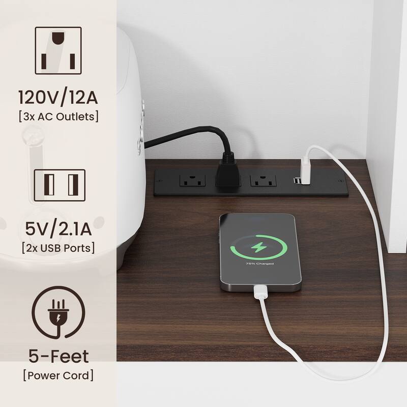 Pocassy Kitchen Pantry Cabinet with Power Outlet for Dinning Room
