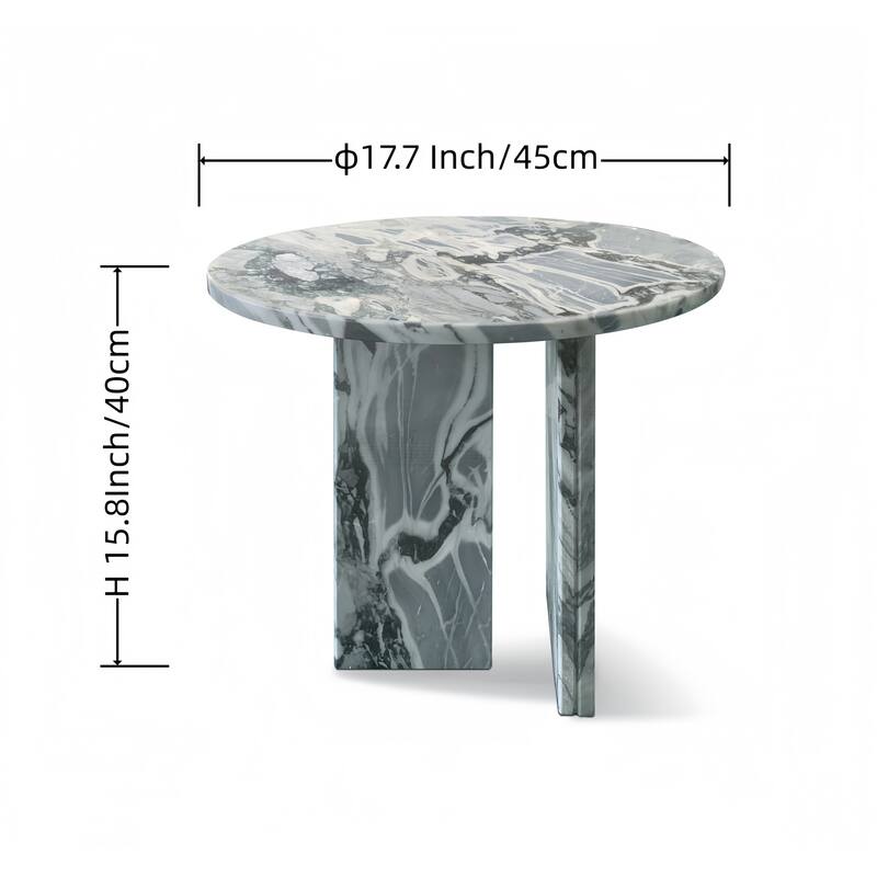 Roomfitters Round Marble Coffee Table, Natural Stone Side Table for Living Room, Solid Marble Accent Table