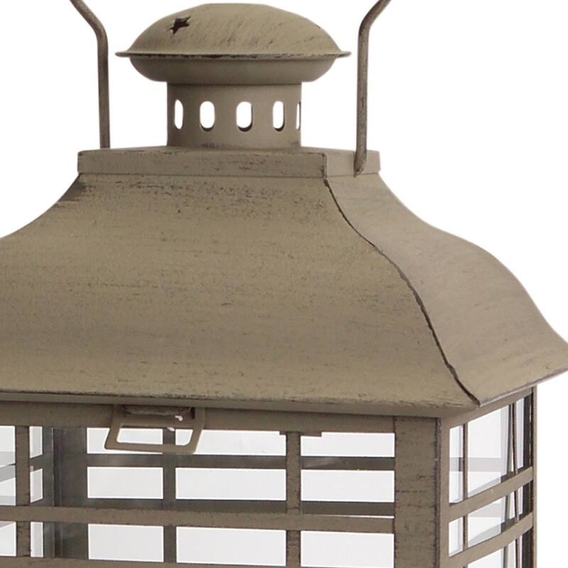 HomeRoots Set Of Three Brown Flameless Floor Lantern Candle Holder - 12