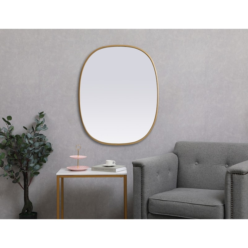 Indigo Home Metal Frame Oval Mirror 24x30 Inch