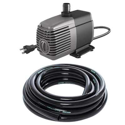 Active Aqua 1000 GPH Submersible Water Pump and 25 Foot Vinyl Irrigation Tubing - 4.5