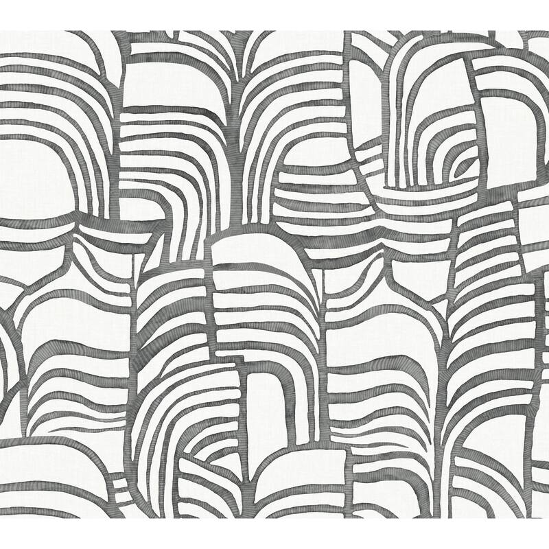 Featherwork Black and White Premium Peel and Stick Wallpaper