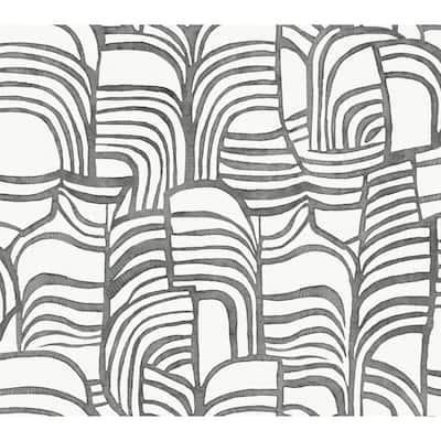 Featherwork Black and White Premium Peel and Stick Wallpaper