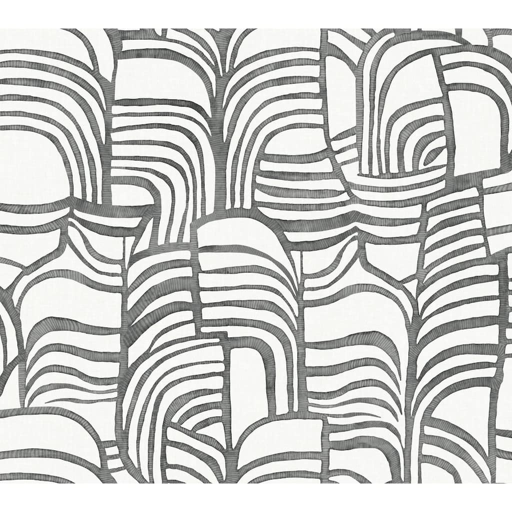Featherwork Black and White Premium Peel and Stick Wallpaper