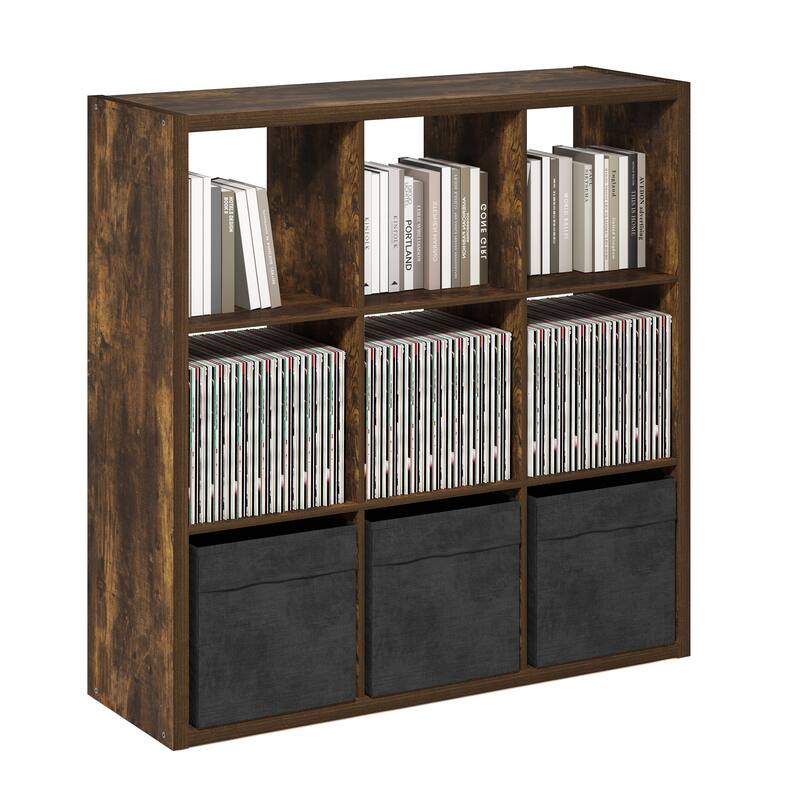 Furinno Cubicle Open Back Decorative Cube Storage Organizer, 9-Cube