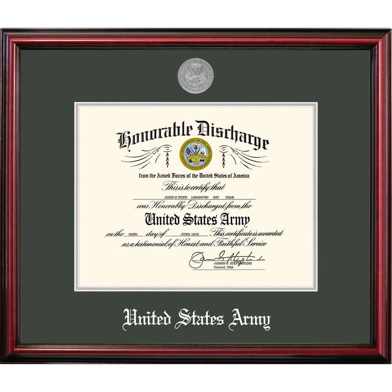Patriot Frames Army 8x10 Discharge Petite Frame with Silver Medallion