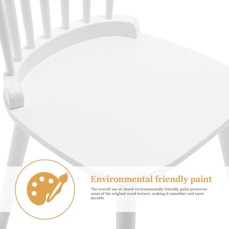 Solid Wood Spindle Back Windsor Dining Chairs Set of 2 - 33.3"H x 17.72"W x 19.7"D