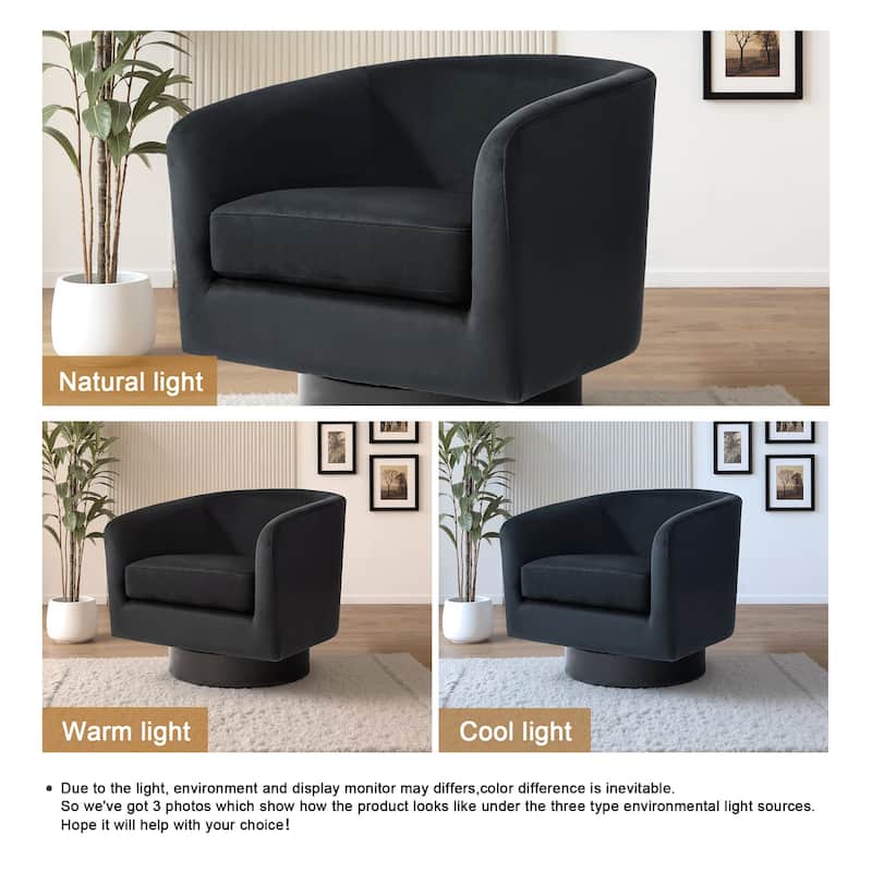 UIXE 360° Swivel Barrel Accent Chair Velvet Armchair For Living Room