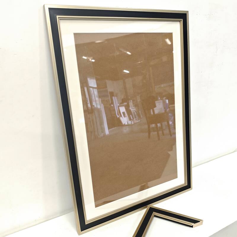 Solid Wood Picture Frame - Replaceable Canvas Art Frame with Organic Glass, Elegant Framed Wall Decor for Living Room - Black,Silver