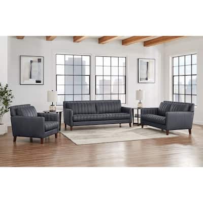 Hydeline Ennis Top Grain Leather Sofa Loveseat and Chair Set - Sofa, Loveseat, Chair