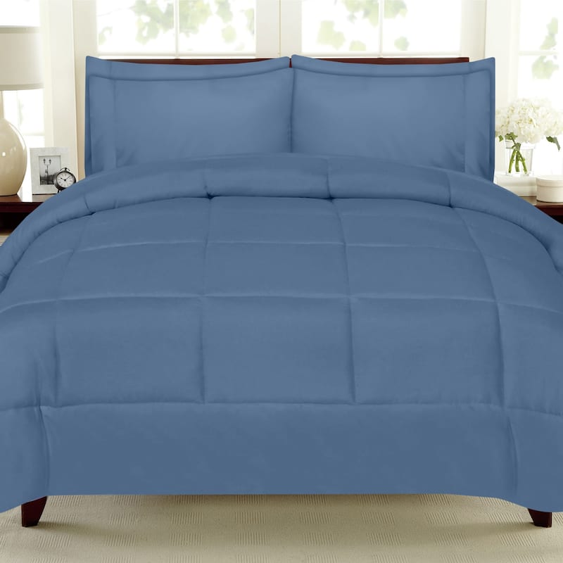 Sweet Home Collection Luxury Solid Bed-In-a-Bag with Sheet Set - Denim - Full