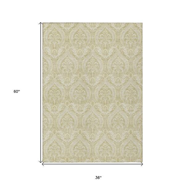 3' X 4' Green Damask Indoor Outdoor Area Rug 3' X 4' Green Damask Indoor Outdoor Area Rug