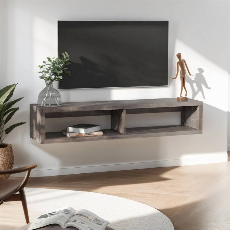 Wall Mounted TV Stand, Media Console Floating Storage Shelf, Dark Grey - Dark Gray