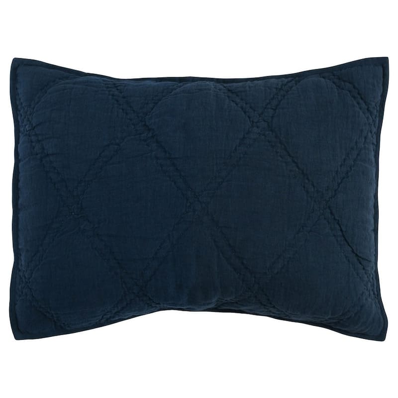 Casi 100% Belgian Flax Linen Midnight Blue Shams by Kosas Home