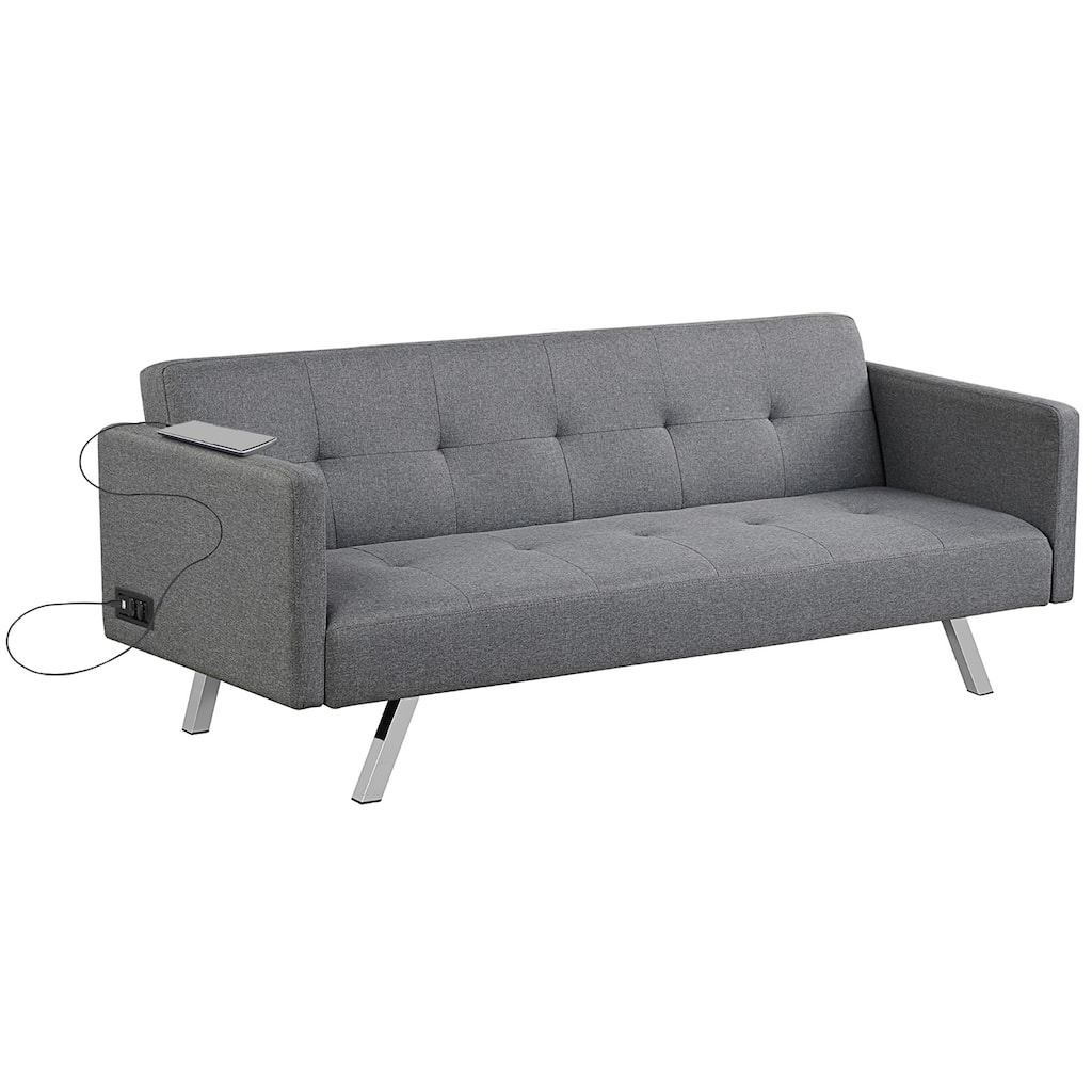 Costway Convertible Futon Sofa Bed Folding Recliner w/USB Ports&Power