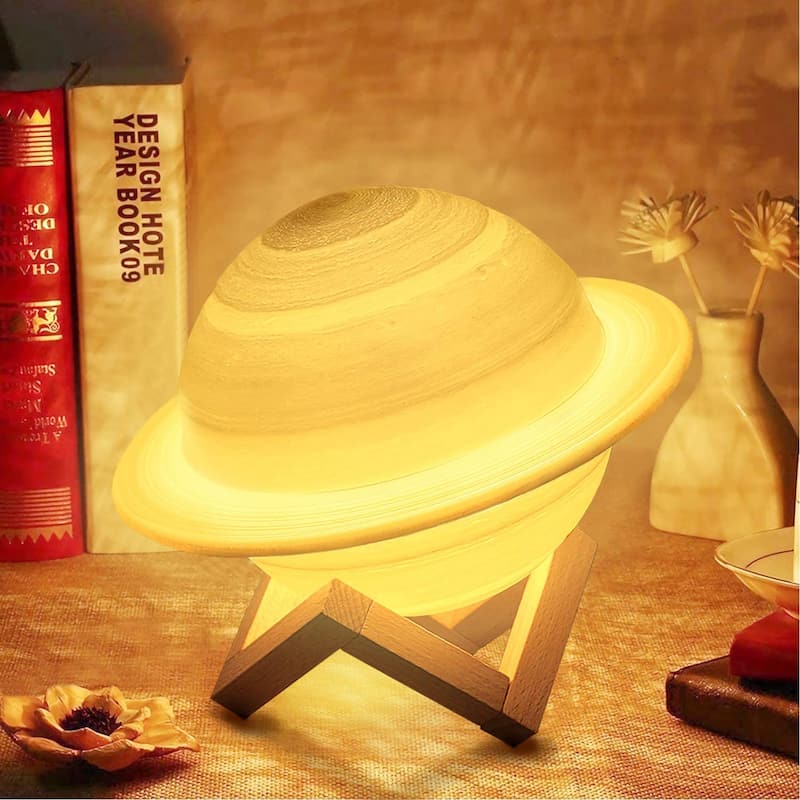 Moon, Galaxy, Earth, Saturn 3D Lamp - Color-Changing with Touch Sensor & Remote Control, Small & Large Size Available - 10cm - Saturn