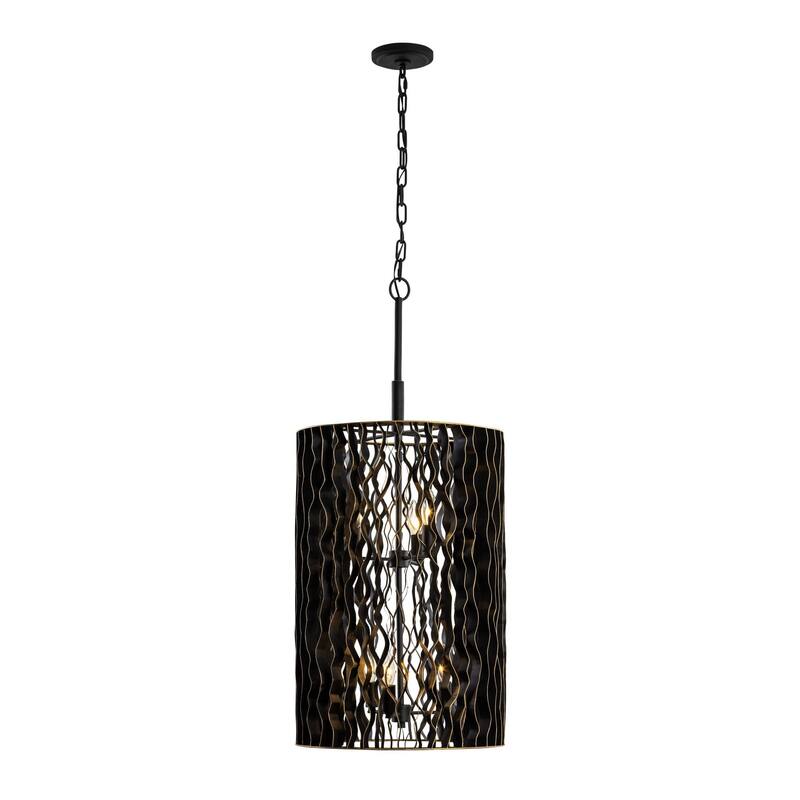 Estela 6-Light Foyer Pendant - Matte Black/French Gold