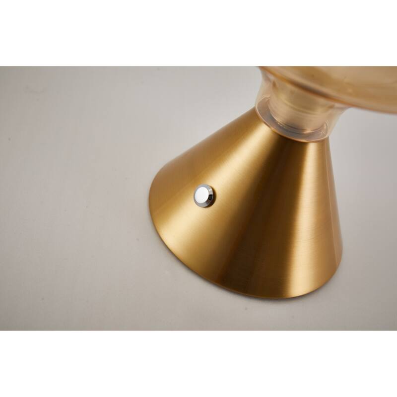 Built-In Battery Mushroom Glass Desk Lamp Rechargeable Integrated LED Bedside Table Lamp