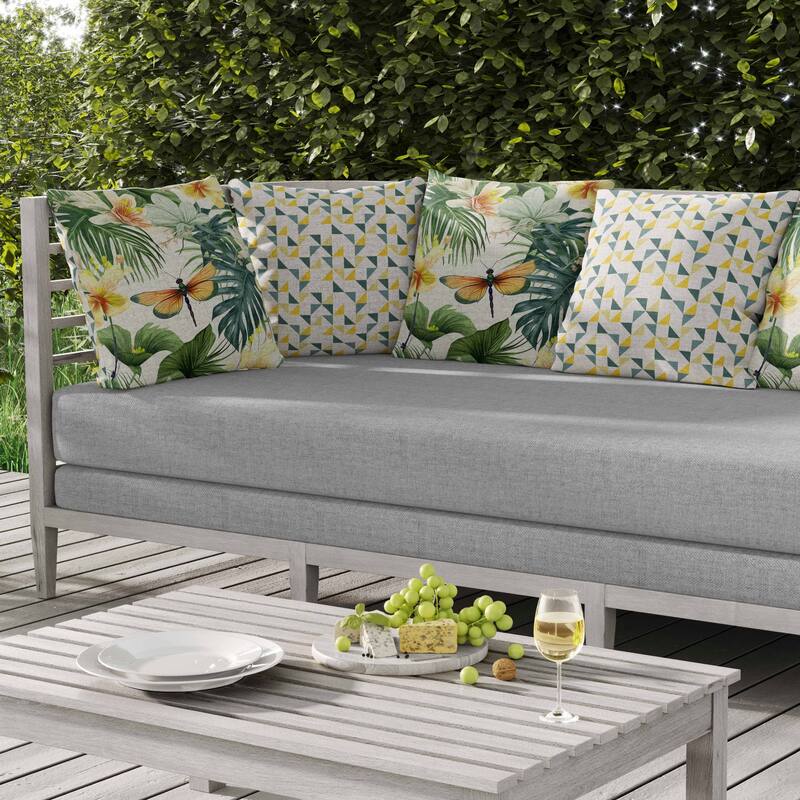 Dragonfly Dreamscape Indoor/Outdoor Reversible Throw Pillow Green and Yellow