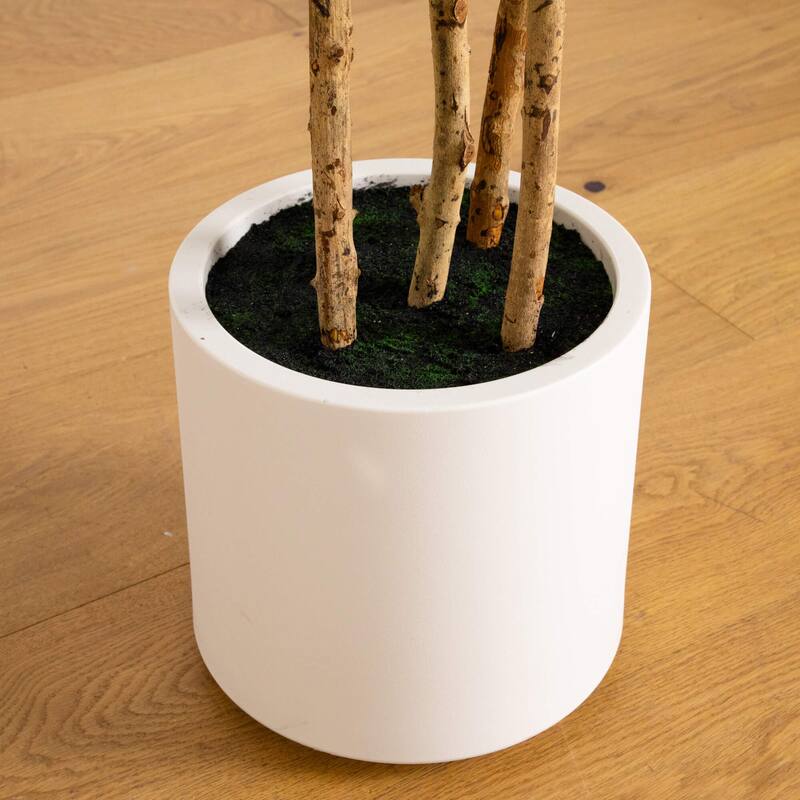 8-ft Artificial Fiddle Leaf Tree in Decorative White Planter - Green