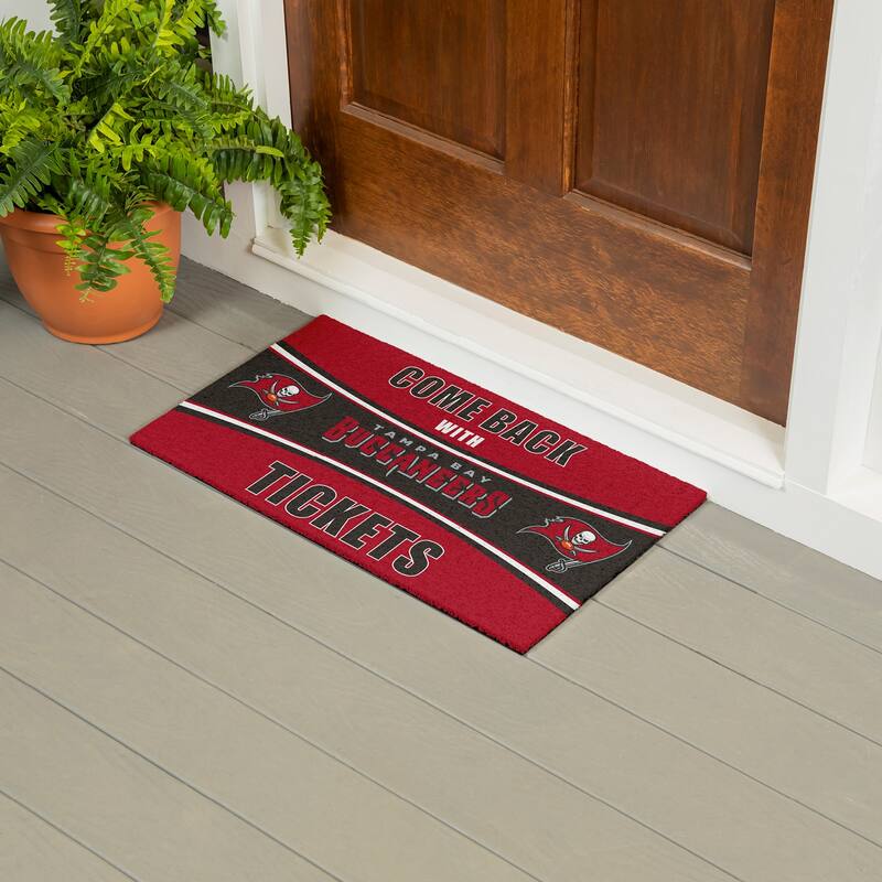 Tampa Bay Buccaneers 28 in. x 16 in. PVC "Come Back With Tickets" Trapper Door Mat