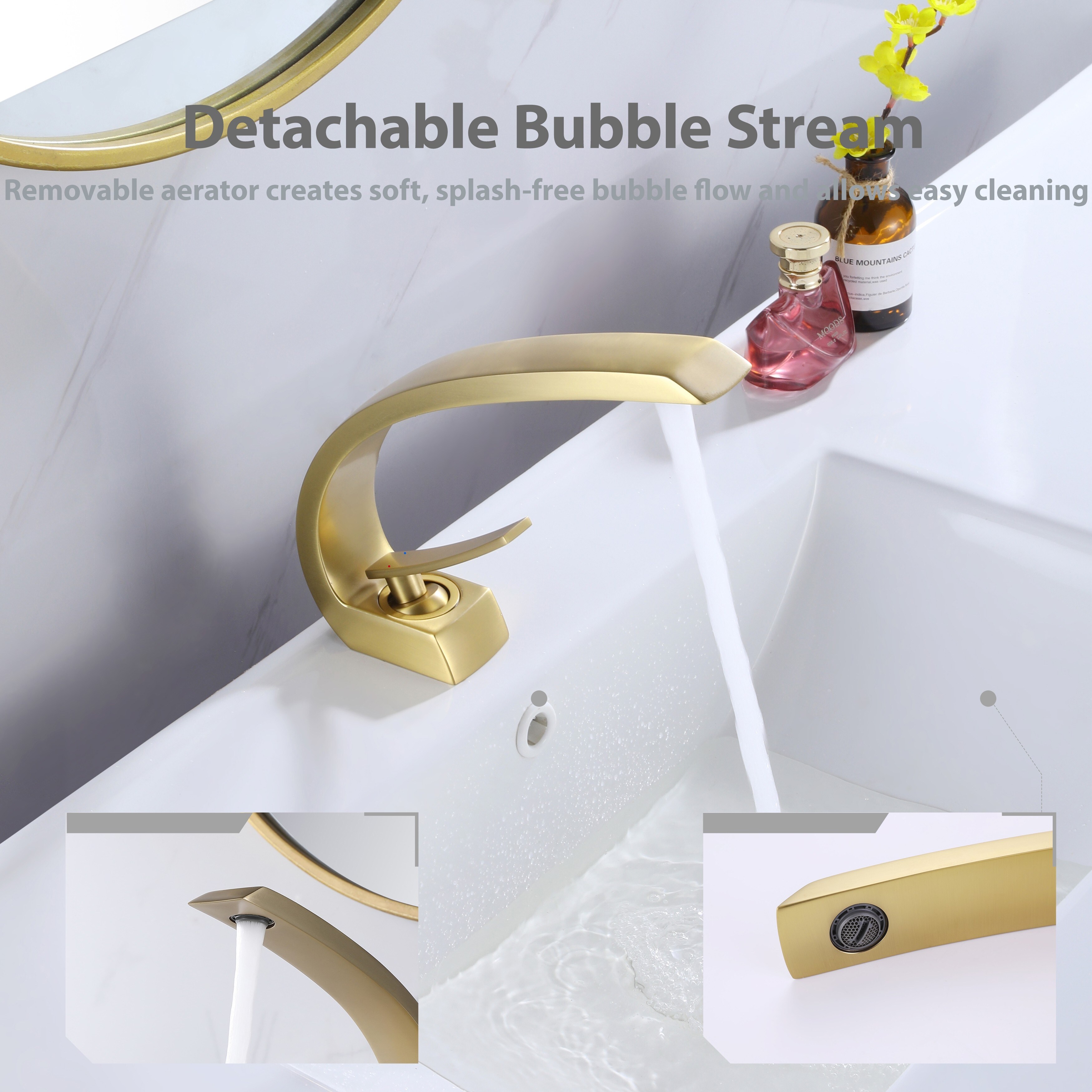 Modland C-Shaped Single Hole Bathroom Faucet, 500K Cycle CUPC
