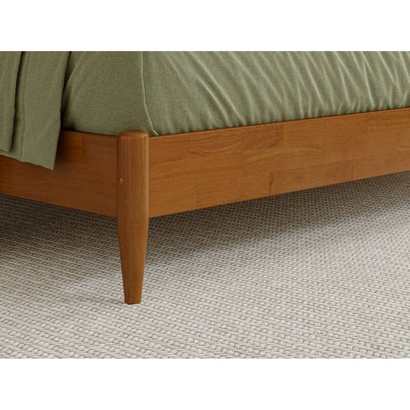 King Size Wood Platform Bed - Low Profile Sleigh Design with USB Ports - Modern Bedroom Furniture