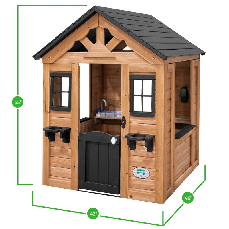 Backyard Discovery Sweetwater Cedar Wooden Playhouse with Play Kitchen - 3'6" x 3'10"