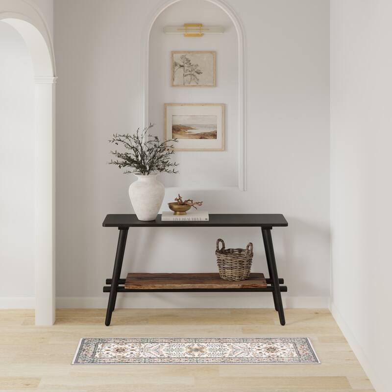 Licensed HGTV Everyday Chic Soft Flannel Zero Pile Printed Non-Slip Washable Indoor Area Rug