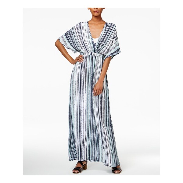 blue wrap dress short sleeve