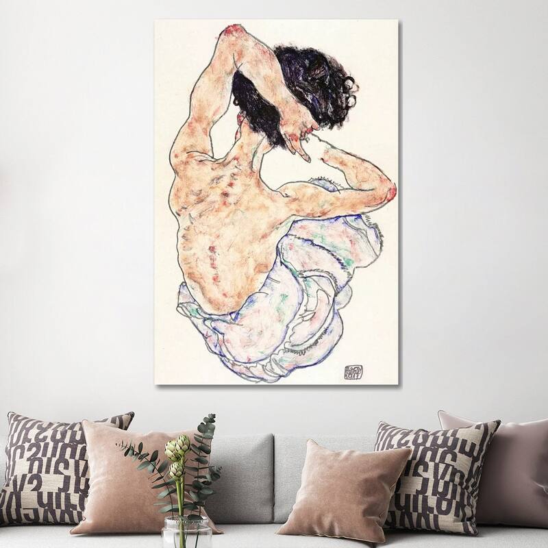 iCanvas "Sitting Back Act" by Egon Schiele Canvas Print