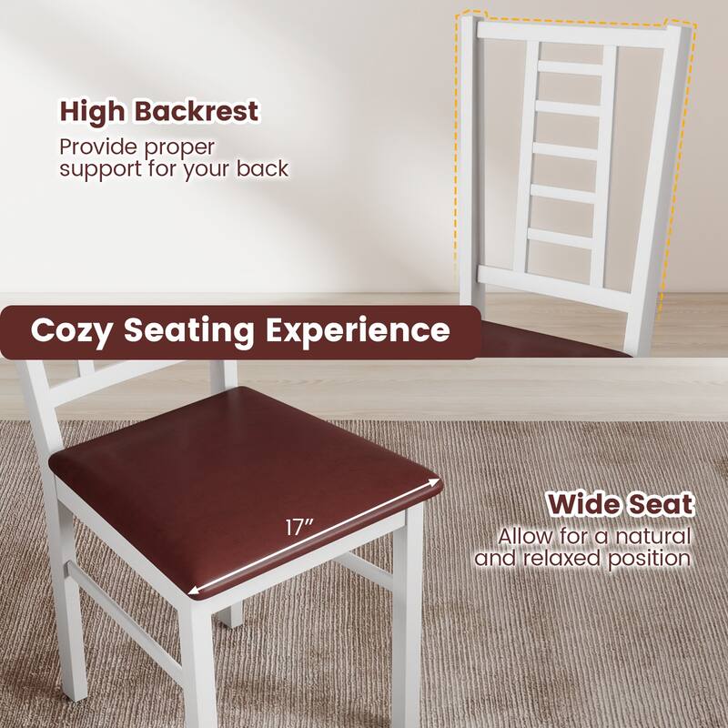 Gymax Wood Dining Chairs Set of 2 w/Rubber Wood Frame Padded Seat